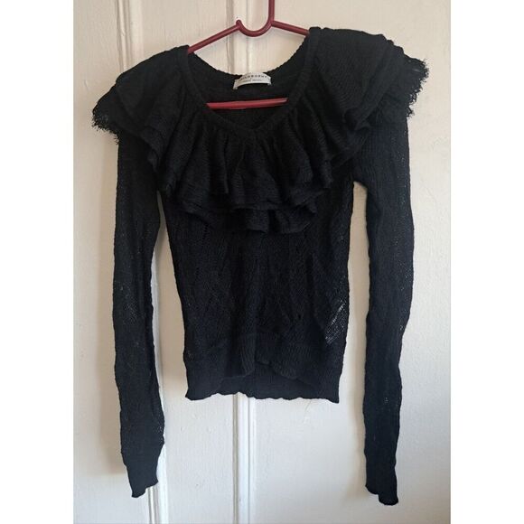 Philosophy Lorenzo Serafini Women Small Black Ruffle Wool Cashmere